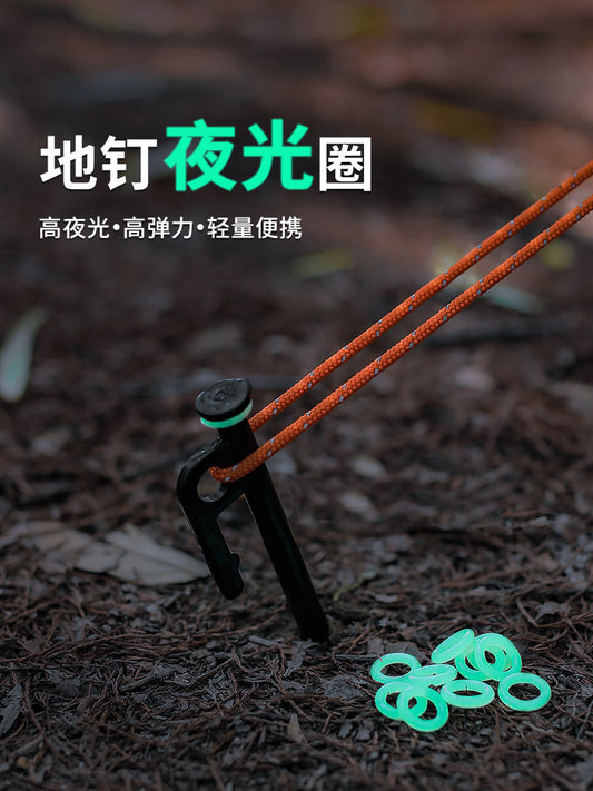 Ground nail luminous circle new outdoor camping warning tent canopy silicone O-type anti-mix luminous ring fluorescent circle