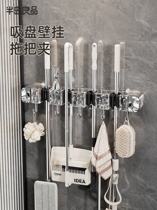 Suction cups, mops, wall clips, broom holders, fixed racks, non-punch storage artifacts, bathroom hangers, snap hooks