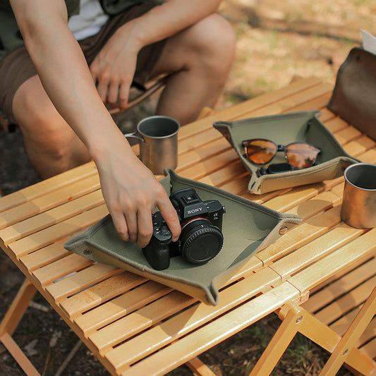 Outdoor desktop storage tray, oxford cloth tray, clutter storage box, camping desktop jewelry key folding storage box