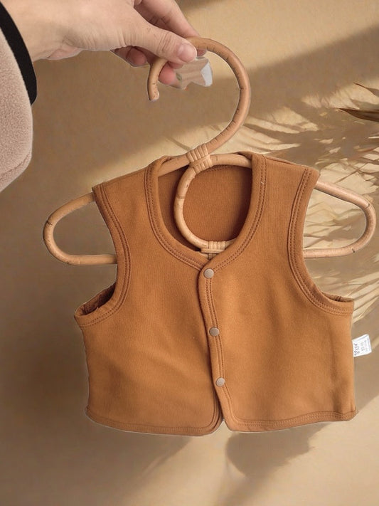 Newborn baby vest spring and autumn model A class out double-layer boy and girl baby vest thin shoulder 0-6 month pony clip