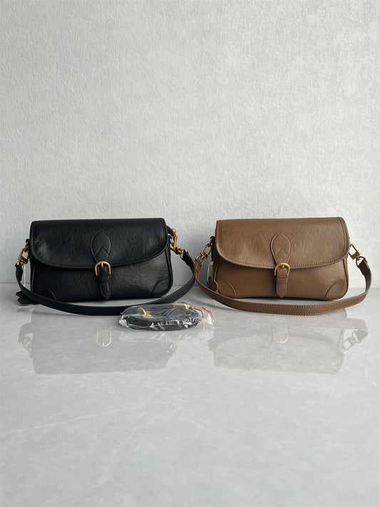 Export foreign orders, high-quality vegetable-tanned first-layer cowhide vintage messenger bag, simple and fashionable, one-shoulder, cross-body women's bag