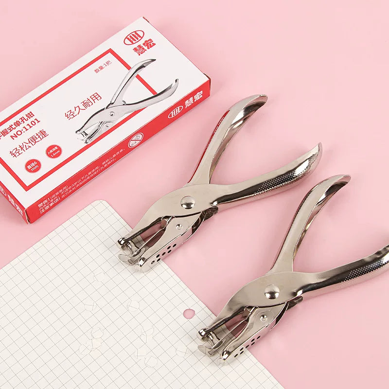 Punching machine round hole paper card small round punching stationery loose-leaf book binding punching manual hand puncher diy book membership card student ring single hole thick paper A4 paper