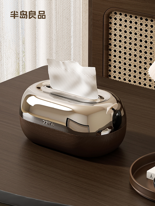 Tissue box, home living room desktop, coffee table, vintage style, plastic wood spring, paper box, high-end 2025 new Y