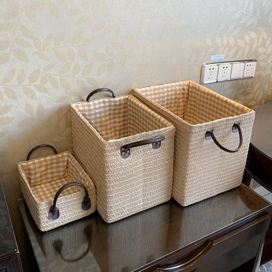 Japanese-style simple storage box, wardrobe, storage box, snack sundries, sorting box, trunk storage box, woven storage basket