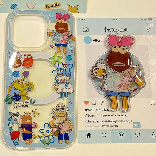 Cartoon Beachburger with magnetic for apple 16promax phone case iphone17 15 soft 13 14 female 12