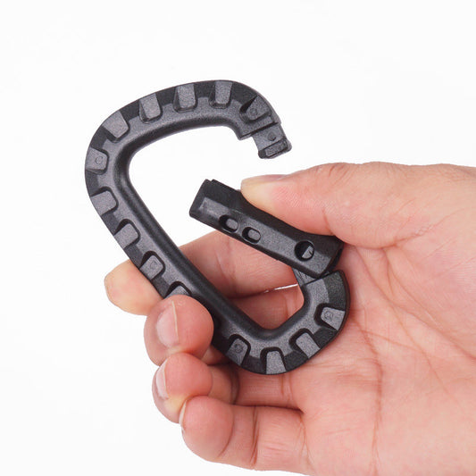 6 packs of lightweight military fan outdoor tactical carabiner mountaineering bag external plastic steel quick-hanging key D-shaped nylon buckle