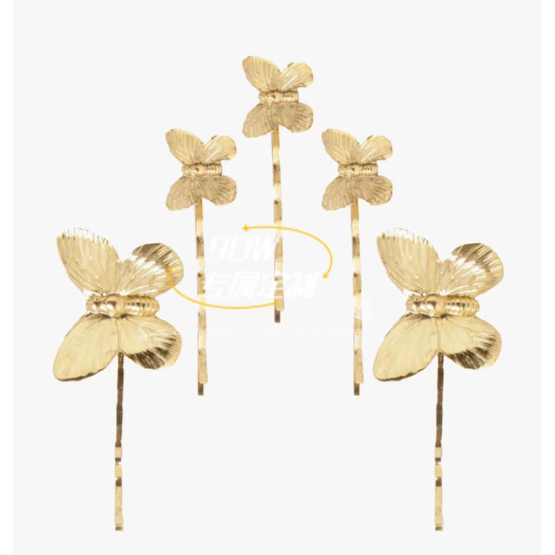 9QW self-made ins style light metal butterfly clip niche temperament high-end photo style hairpin side clip