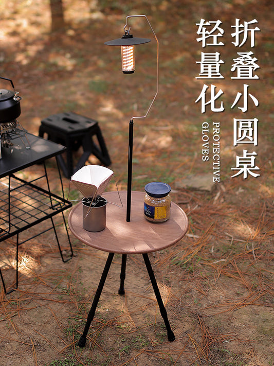 Outdoor folding small round table, lightweight portable lift-adjustable table, coffee table, dining table, camping and camping coffee table