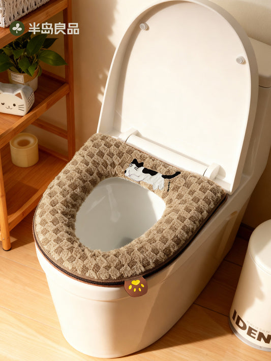2026 New Toilet Seat Cushion Winter Antibacterial Cushion All Seasons Universal Household Winter Zipper Seat Cushion Plush Thickened Mat