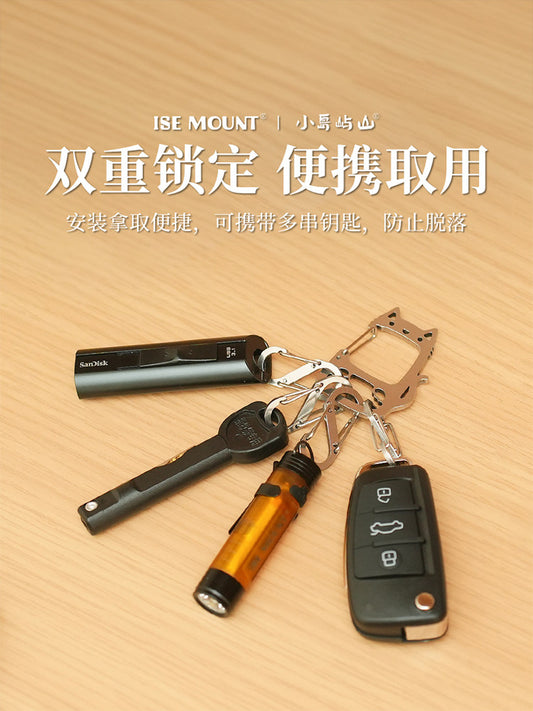 ISE MOUNT Module Keychain New Multifunctional Stainless Steel S Buckle Anti-Quick Hanging Maneki-cat Key Hook