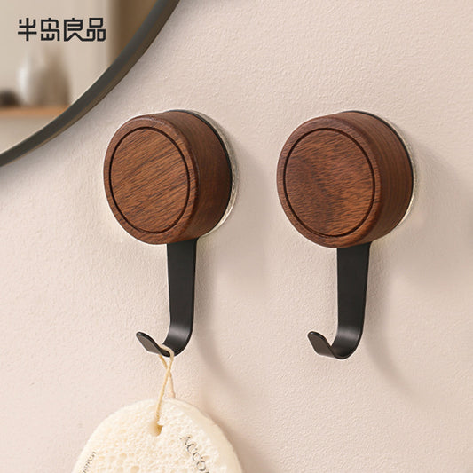 Vacuum suction cup hook, no punching hole, hanging hanger behind the door, strong load-bearing, non-marking bathroom vintage black walnut sticky hook