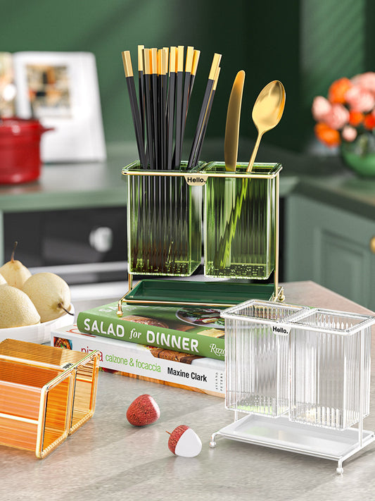 Light luxury chopstick storage box, household draining chopstick tube, spoon, knife chopstick tube, kitchen storage rack, bucket cage, chopstick basket
