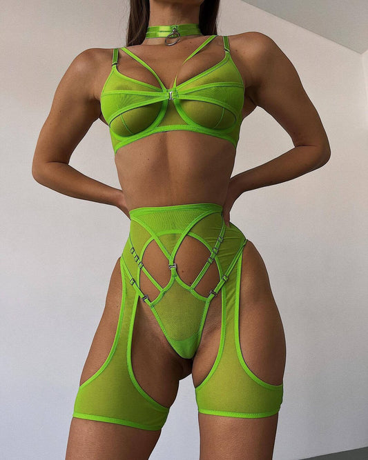 Coco Witch Pure Desire New Thin Mesh Charming Temptation See-Through Underwire Gathering Personalized Sexy Lingerie Girls