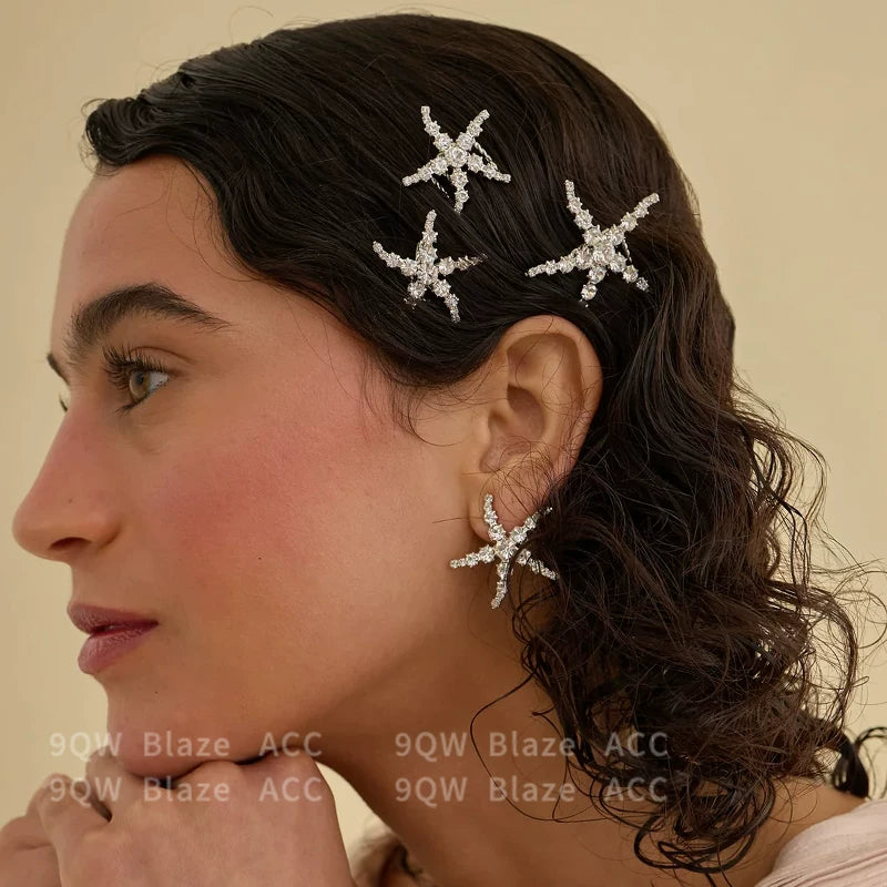 Exquisite starfish rhinestone hairpins, unique and beautiful side hairpins, atmospheric wear, 2025 new high-end hair accessories