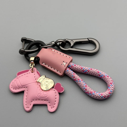 Year of the Horse Immediately Money Hands-Woven Rope Keychain Couple Cartoon Keychain Pendant Leather Keychain Lanyard