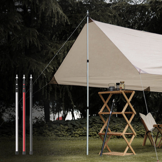 Outdoor camping canopy pole 3 sections adjustable support bracket telescopic rod aluminum alloy pole 230cm shade tent pole