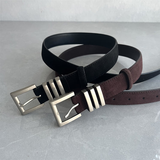 Regular price 400+! Autumn and winter new pin buckle frosted cowhide belt Korean version versatile fashion women's belt high-end texture