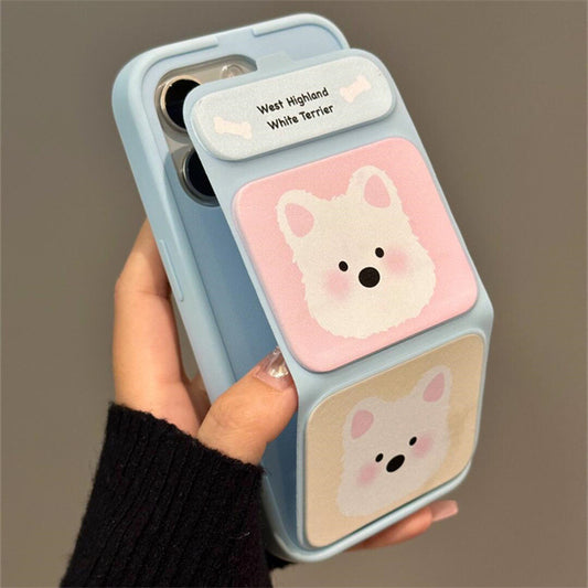 Cartoon Blush West Highland For Apple 16 Promax Phone Case 15 New iPhone 14 Folding Stand 12