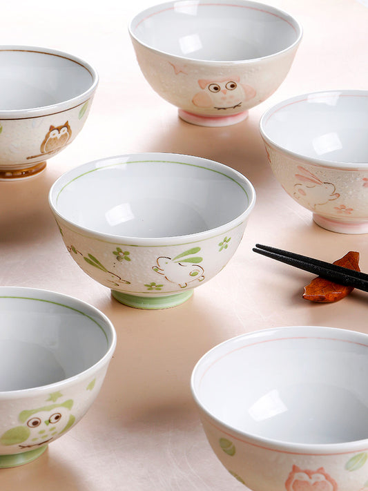 Japan imported ceramic small bowl creative hand-painted eating bowl personality pearlescent glaze good-looking handmade bowl underglaze color