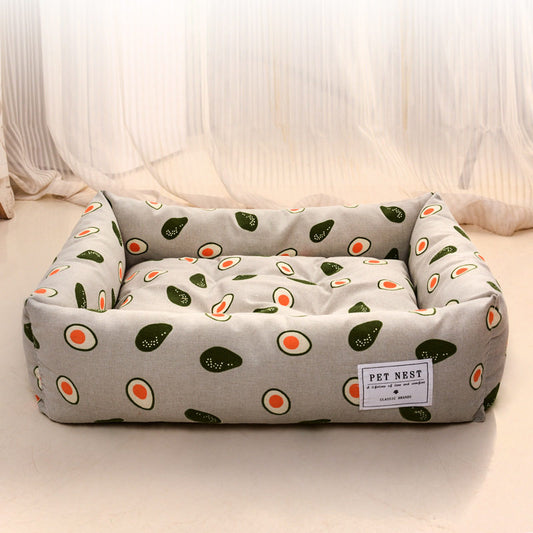Pet Leqi creative printed square dog kennel pet nest all seasons universal removable and washable summer pet cat kennel mat