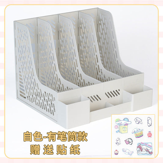 Document placement rack vertical folder storage rack office thickened file shelf file frame storage box data shelf desktop document storage storage rack column office supplies book stand rack quadruple a4