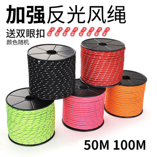 Wind rope, outdoor camping tent, reflective rope, emergency life rope, camping canopy pull rope, 4mm round rope, escape rope