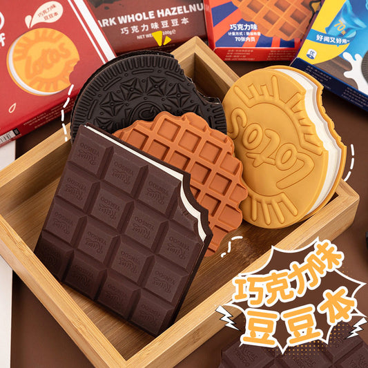 Doudou Book Chocolate Cookie Notepad Notebook Tearable Non-sticky Small Notebook Portable Mini Pocket Creative Snack Notebook Student Cute Cartoon Notes Paper Office Use
