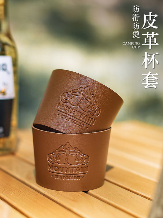 Leather thickened cup sleeve stainless steel coffee mug ins style camping beer mug tea cup anti-slip anti-scald protective cover
