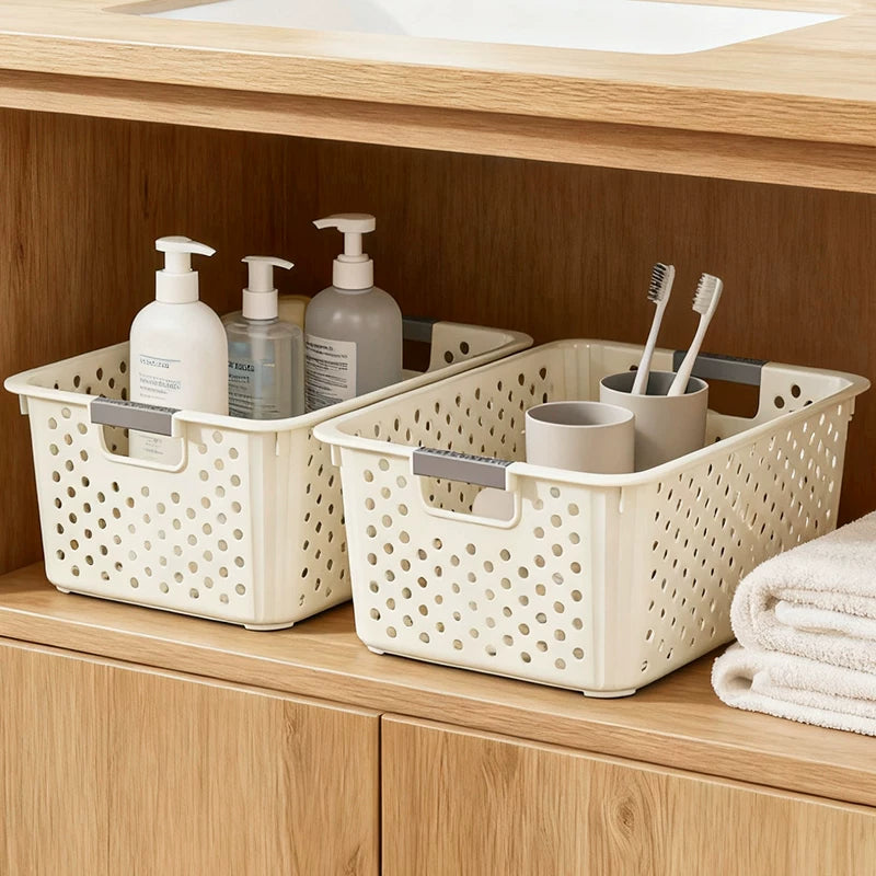 Storage basket: home wardrobe storage children's toys and miscellaneous snacks, kitchen plastic storage box, desktop storage basket