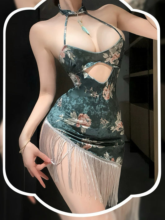 [Coco Witch] Peony Flower Language! Sexy pure desire wind cheongsam fun seduction dress nightdress girl