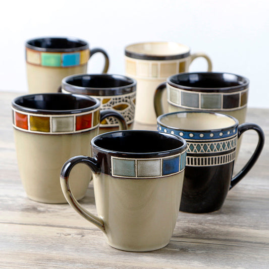 Oumeike ceramic mug juice milk household retro kiln glaze drinking cup personality large coffee cup