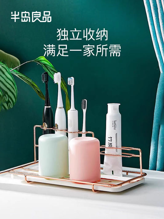 Light luxury toothbrush rack, bathroom washbasin storage toothpaste, toothbrush cup, water absorption and moisture-proof electric toothbrush rack