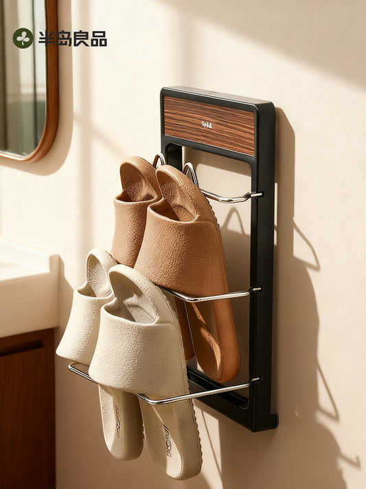 Bathroom suction cup slipper storage hanging rack free punching wall hanging drain shelf bathroom storage hanging slipper artifact