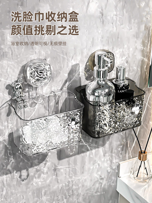 Suction cups, shelves, toilets, bathrooms, toilets, washstands, non-perforated storage boxes, wall-mounted cosmetics storage hanging baskets