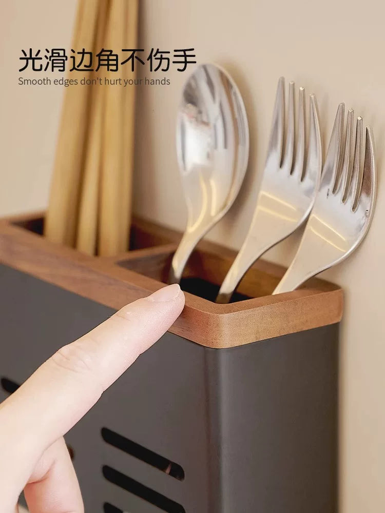 Wall-mounted chopsticks special storage box new high-end household chopsticks non-punch kitchen chopsticks bucket shelf Y