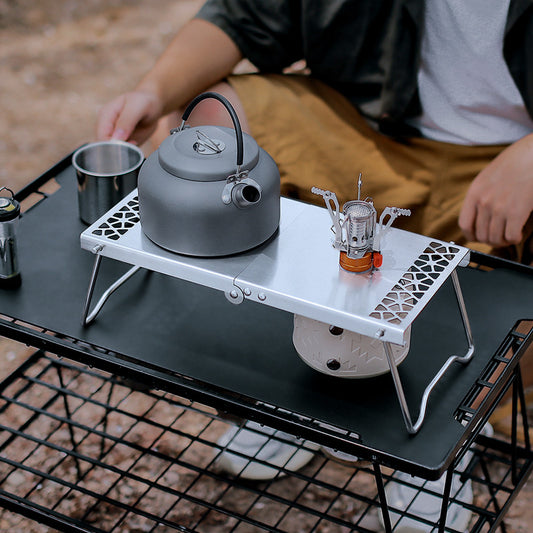 Outdoor flat gas tank folding table camping accessories stainless steel portable mini tea table multi-purpose splicing barbecue table