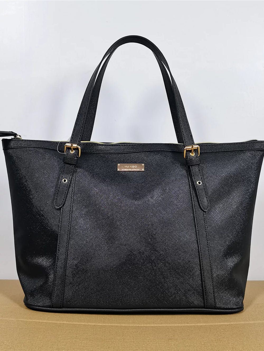 Foreign trade export bag, black cross pattern tote bag, workplace commuting, large capacity handbag, simple and versatile shoulder bag