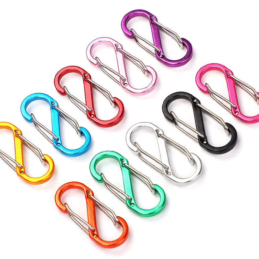 No. 4 and No. 5 carabiners, small mini buckle backpacks, figure-eight external hook-up connection buckles, figure-8 S-shaped anti-key chains