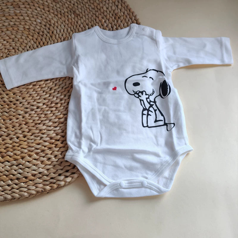 Super soft Snoopy newborn crawling suit cotton clothes premature baby triangle hat coat belly protection long sleeve jumpsuit 5060
