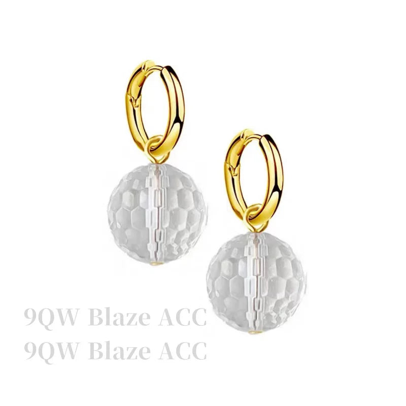 Honey Words Chronicles Honey Words Zhu Zhu Same Earrings Faceted Bead Crystal Earrings High-end Circle Earrings High-End