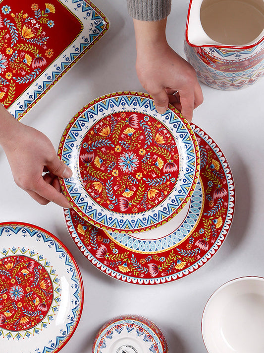 OMK Creative Ceramic Plate Middle Eastern Style Personalized Dinner Plate 2025 New Household Deep Soup Plate Rice Bowl