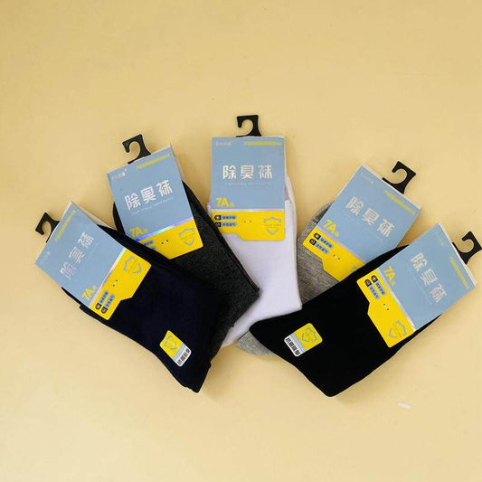3 pairs of men's socks, men's and women's socks, casual breathable sports basketball socks, white, black, aromatic deodorant