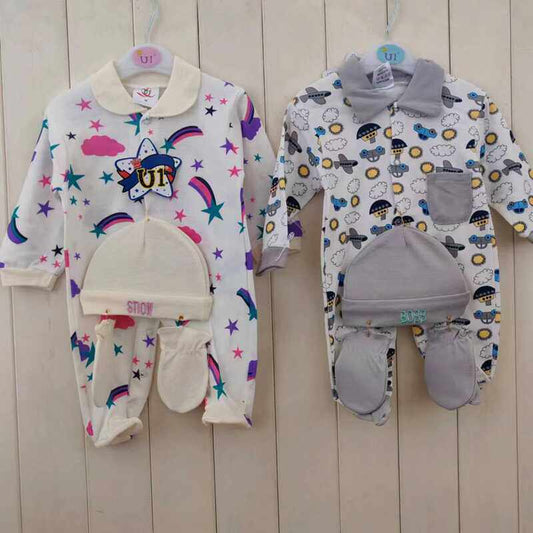Foreign trade, children's clothing, spring and autumn pajamas, jumpsuits, crawling clothes, baby loungewear, trousers, legs, cotton suits, tires, hats, gloves