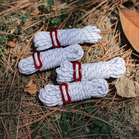 Outdoor camping tent rope 5mm quick buckle reflective wind rope paracord canopy windproof rope white tie cord with wind rope buckle