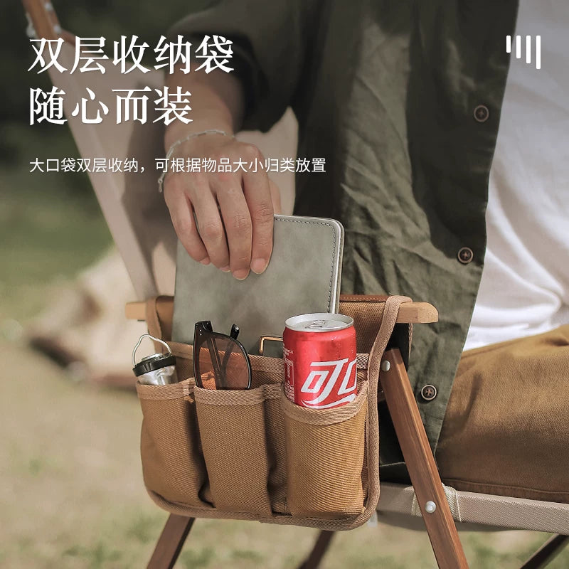 Outdoor Kermit Chair Armrest Hanging Bag Canvas Storage Bag Waterproof and Wear-Resistant Multifunctional Portable Office Chair Storage Bag