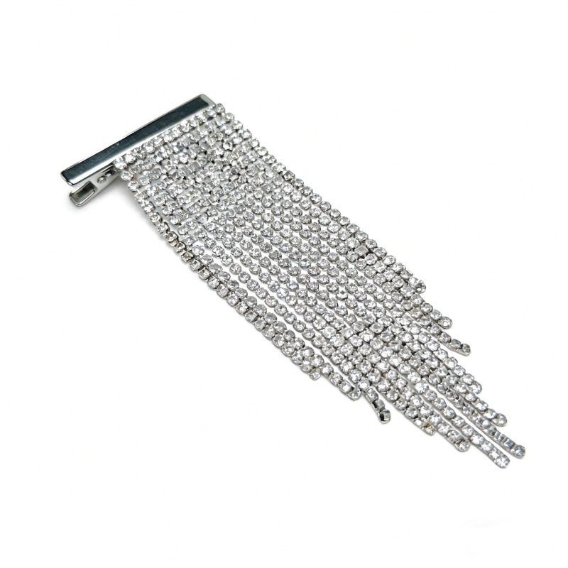 Zhao Jinmai's same retro celebrity rhinestone chain long tassel popping glitter hairpin light luxury fashionable headwear trend