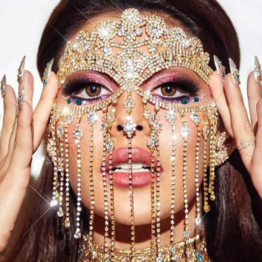 [Coco Witch] Focus Queen! Mask Dance Sexy Chain Tassel Eye Mask Rhinestone Mask Woman