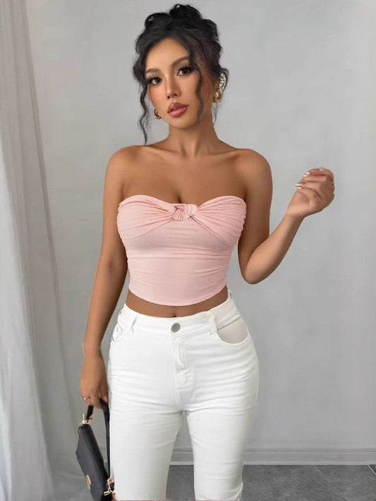 European and American short hot tops, American pure desire to wear show your figure, bandeau vests, women's wraps, 2025 new explosive models