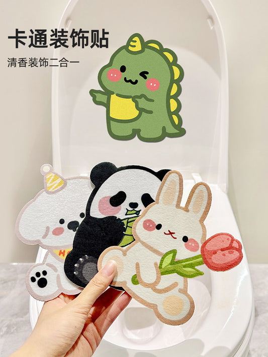 Peninsula Liangpin cartoon self-adhesive toilet sticker, deodorant fragrance, cute toilet, toilet odor diffuser sticker