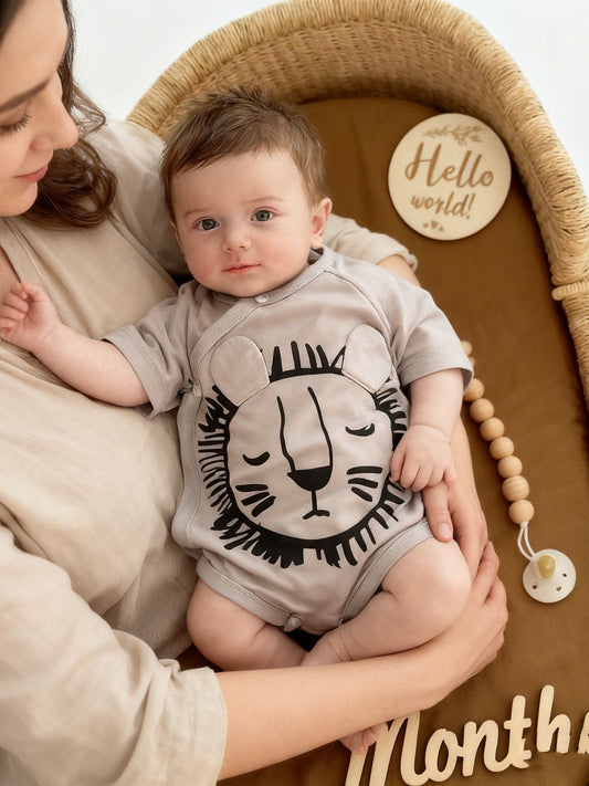 Summer baby short sleeves, thin breathable triangle crawling clothes, newborns 0-3 months delivery room clothes cool